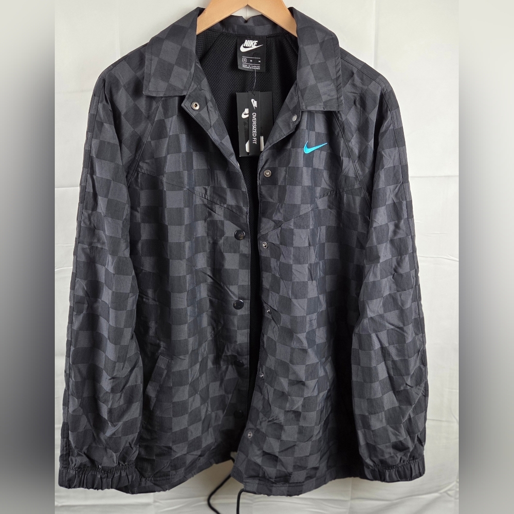 Nike Sport Icon Clash Coaches Windbreaker Womens Medium Black Snap Button New